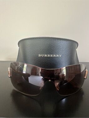 Burberry Shield Sunglasses with Brown Gradient Lenses and Gold Accents